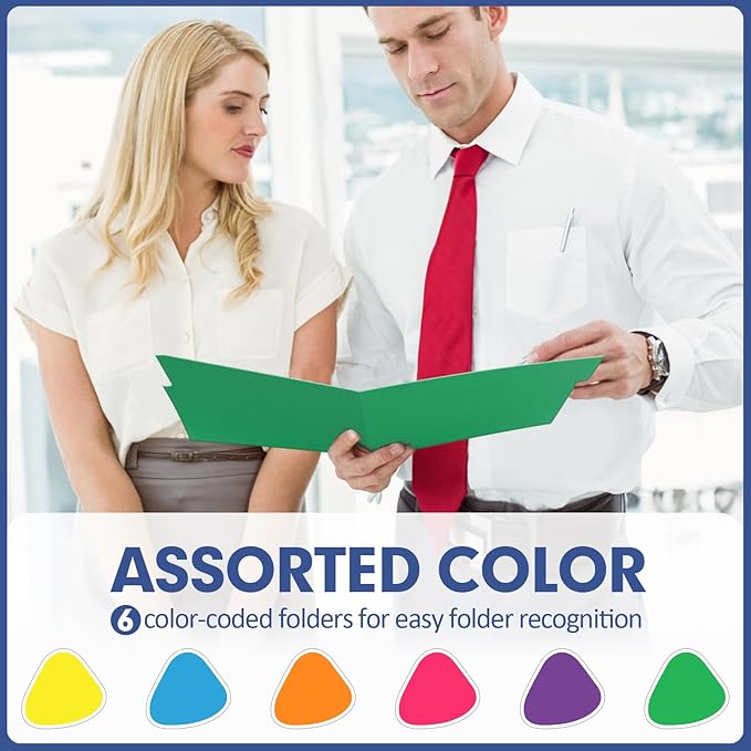 File Folder, PANDRI 170 Pack Colored File Folder, 1/3 Cut Tabs, Letter Size, Assorted 6 Colors Filing Folder for Office School Business