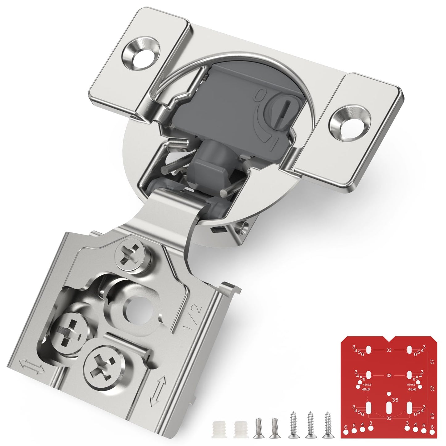 Chibery 60 Pack 1/2” Overlay 4D Soft Close Cabinet Hinges, Concealed Face Frame, Adjustable Closing Speed, 105° Opening Smooth Slow, Hidden Self Closing for Kitchen Corner, Cupboard (with Template)