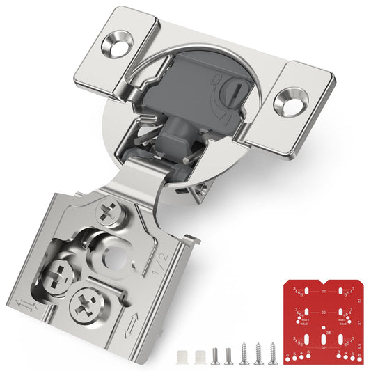 Chibery 60 Pack 1/2” Overlay 4D Soft Close Cabinet Hinges, Concealed Face Frame, Adjustable Closing Speed, 105° Opening Smooth Slow, Hidden Self Closing for Kitchen Corner, Cupboard (with Template)