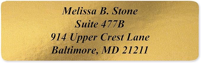 Gold Foil Personalized Return Address Labels Without Dispenser - Roll of 250 Custom Stickers