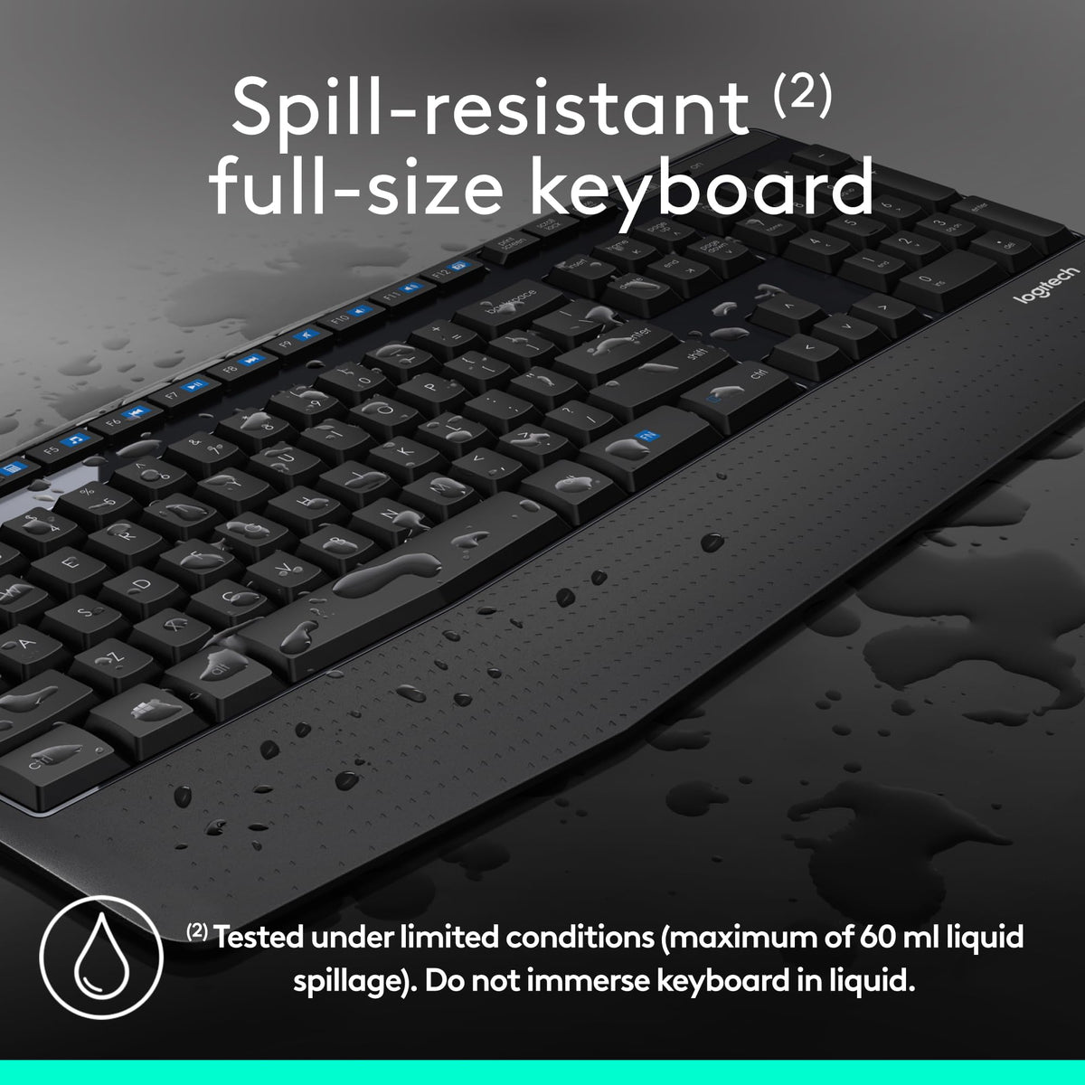 Logitech MK345 Wireless Keyboard and Mouse Combo with Palm Rest, 2.4 GHz USB Receiver, Compatible with PC, Laptop, Black