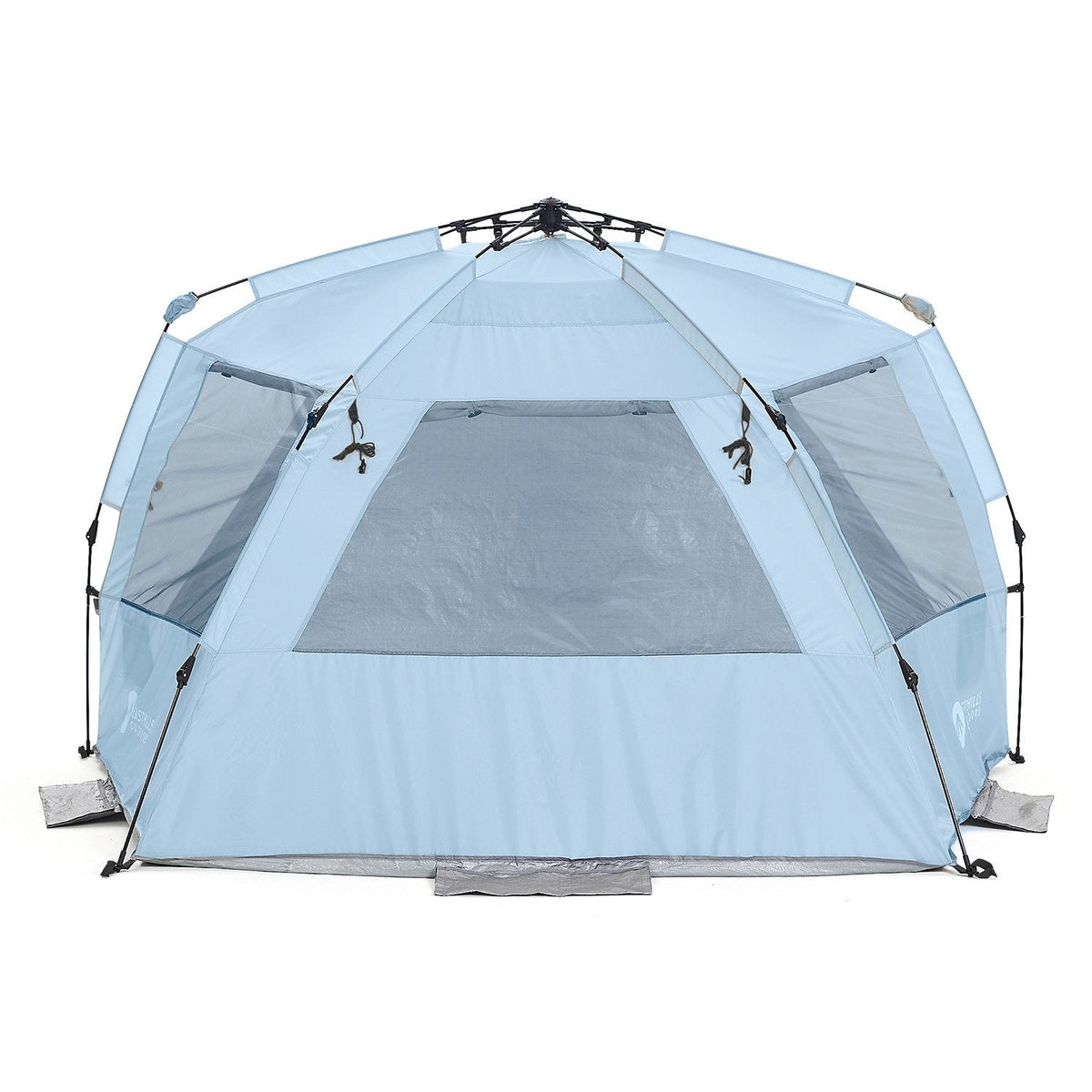 Easthills Outdoors Instant Shader Deluxe XL Beach Tent Easy Up 99" Wide for 4-6 Person Sun Shelter - Extended Zippered Porch Included Blue