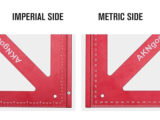 Precision Triangle Square 12inch, Metric & Imperial Scale Framing Square for Precise 90 and 45-Degree Measurement, Aluminum Alloy Architect Ruler for Carpenter