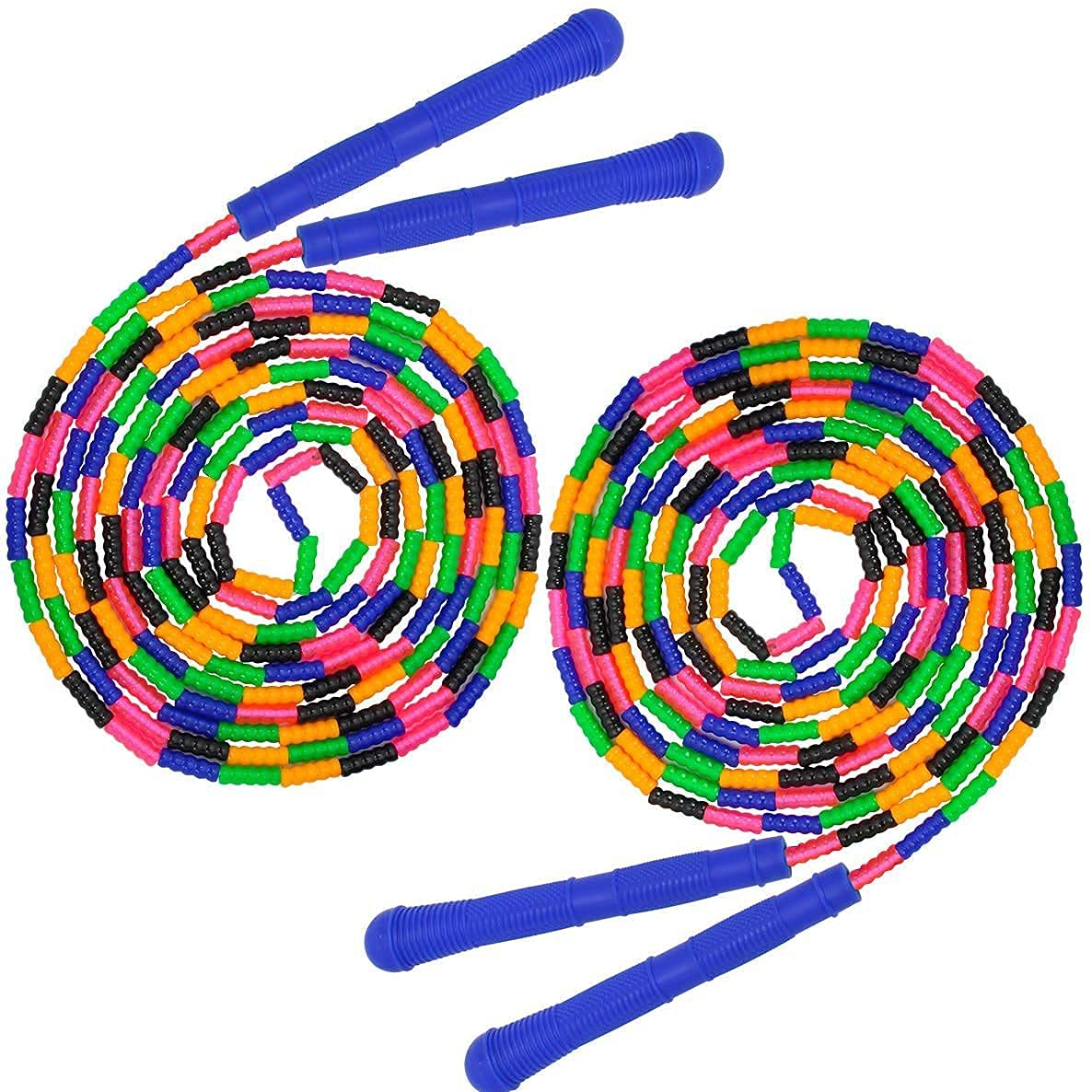 Coolrunner Skipping Ropes,adjustable Plastic Segmented Jump Rope,16 FT Long Jump Rope(2 PACK), Double Dutch Jump Rope, Fitness Workout Indoor & Outdoor Skipping Rope for Kids Men and Women