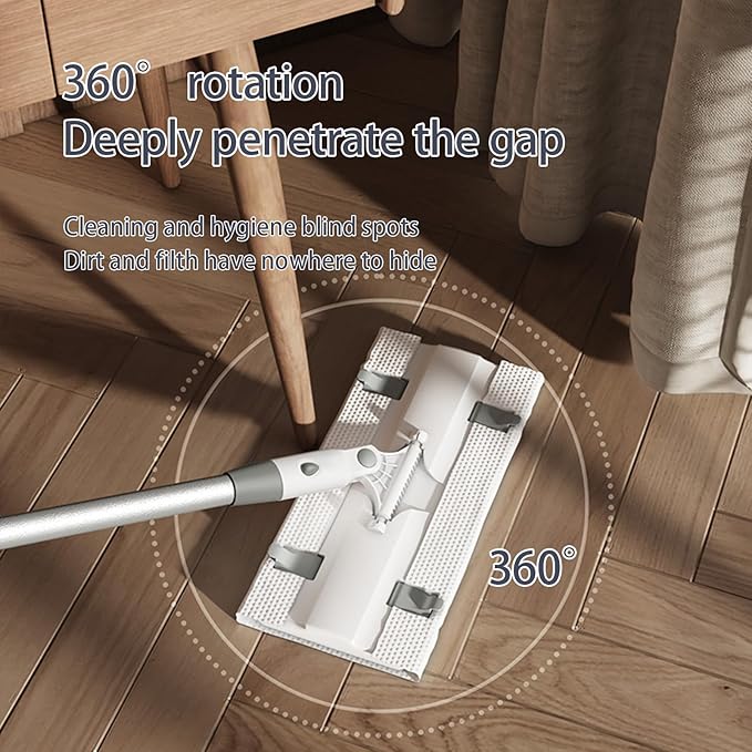 Disposable Pad Flat Mop for Floor Cleaning, 15.7 in (40 cm) Aluminum Base, 52 in Aluminum Handle, Includes 20 Dry Pads + 20 Wet Pads, Hands-Free Easy Clean – LJGG (Gray/White)