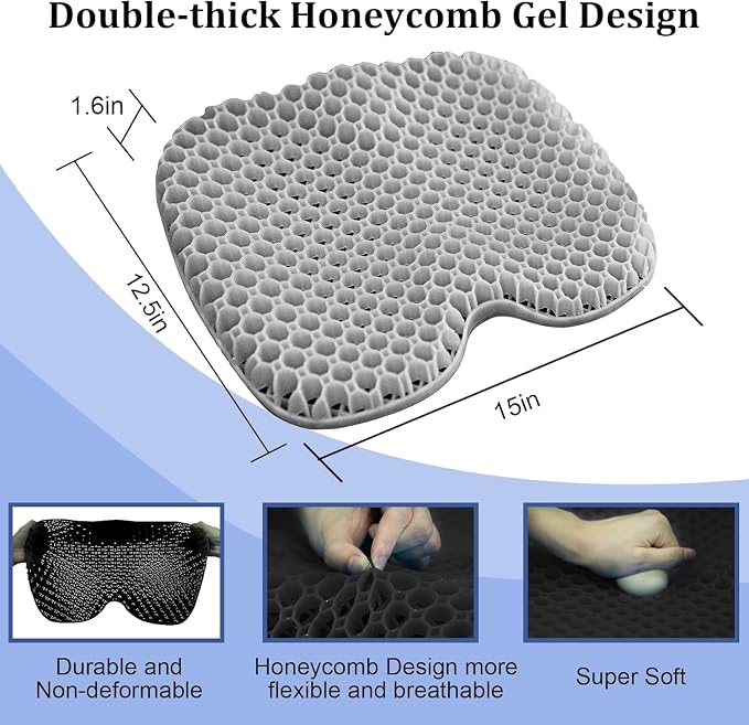 NEW-Vi Anti-Slip Kayak Seat Cushion - Waterproof Thicken Gel Boat Kayak Canoe Rowing Stadium Pad for Sit in Kayak Chair Kayak Accessories Equipment Gear for Fishing Kayak