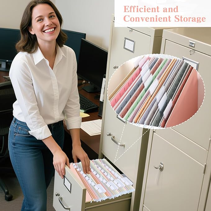 gisgfim 24 Pack Pastel Expanding Hanging File Folders Letter Size Insertable 1/5 Cut Tabs for Filing Cabinets Extra Capacity File Folders Hanging Organizer for Desk Home Office School(Pastel)