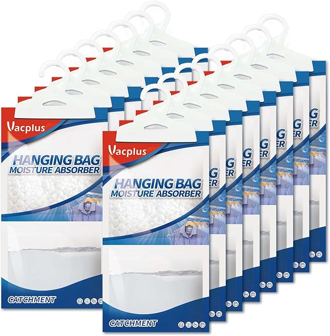 Vacplus Moisture Absorbers Packets, Fragrance Free 15 Pack, Humidity Packs, Dessicant Packets, Hanging Closet Dehumidifier Bags, Odor Eliminator for Bathroom 9.8OZ