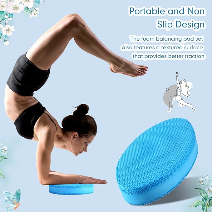 Hanaive 3 Pcs Foam Pad Balance Mat Pad Soft Yoga Stability Trainer mat for Physical Therapy Rehabilitation Core Strength Training Device for Women Men