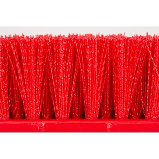 SPARTA Multi-Level Tile Scrub Brush 12" Wide Brush Head, Heavy-Duty Tile Cleaning Brush with End Bristles for Commercial Tiles, Tubs and Floor, Plastic, 12 Inches, Red