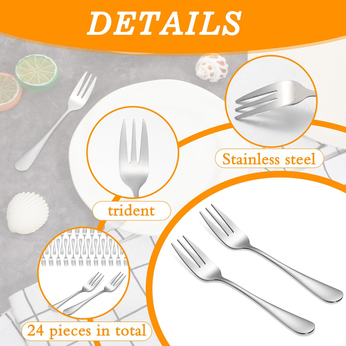 36 Pcs Oyster Fork Appetizer Seafood Forks Portable Stainless Steel 3 Prong Fruit Fork Small Cocktail Salad Dessert Forks for Tasting Crab Escargot Party Travel, 5.5 Inch Silver