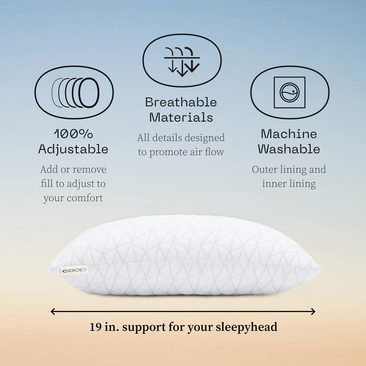 Coop Home Goods Original Toddler Adjustable Pillow, Soft, Breathable, Washable Mini Bed Pillow for Kids with Premium Memory Foam and Zippered Cover, CertiPUR-US/GREENGUARD Gold