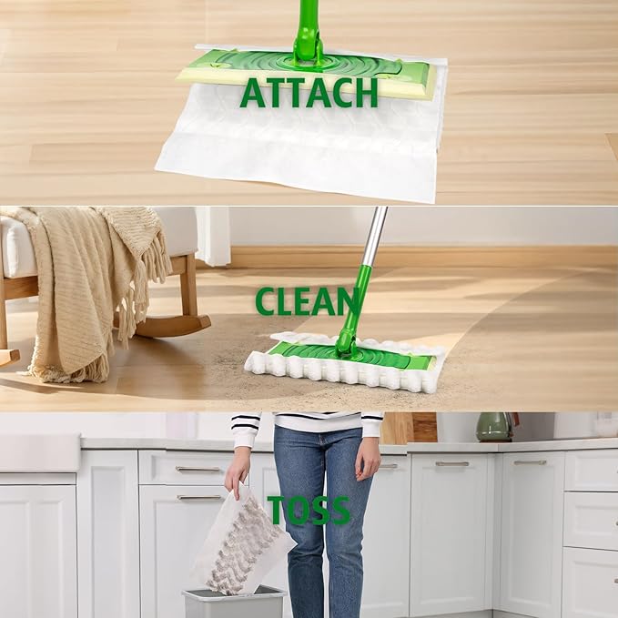 AIR U+ Dry Mop Pads for Swiffer Sweeper Heavy Duty Pet Sweeping Refills Cloths Cleaning Hardwood Floor Dust and Hair, Disposable, Unscented, 30 Count