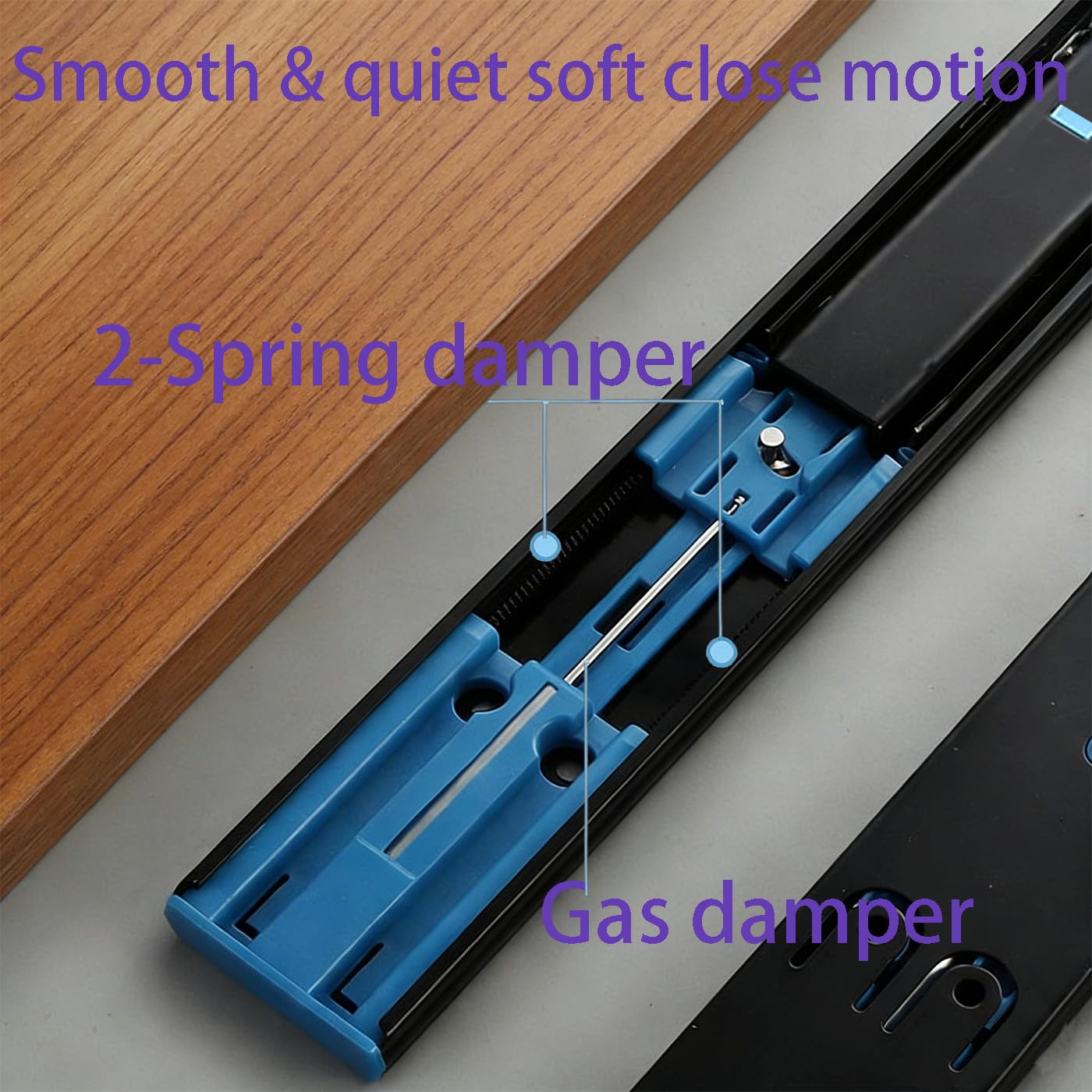 16 Inch Drawer Slides, Soft Close Side Mount, Full Extension Ball Bearing, 100 LB Heavy Duty, Smooth & Quiet, for Bathroom Vanity, Kitchen Cabinets, Nightstand & Desk Drawers (10 Pairs)