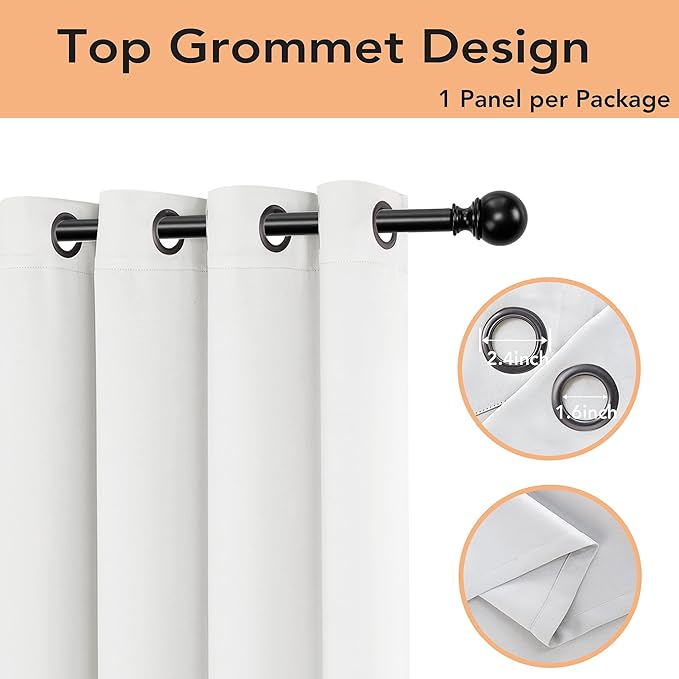 BONZER Room Divider Curtain Screen Partitions Total Privacy Wall Wide Blackout Curtains for Shared Room, 96L x 70W Inch (8L x 5.8W ft), 1 Panel, Greyish White