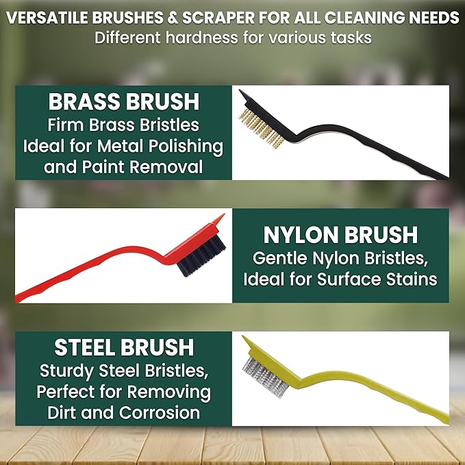 8 Pcs Crevice Cleaning Brush Set – Hard Bristle Cleaning Tools for Grout, Gaps & Narrow Spaces – Multi-Purpose Grout Brush, for Cleaning Bathroom, Shower, Window Tracks, Kitchen