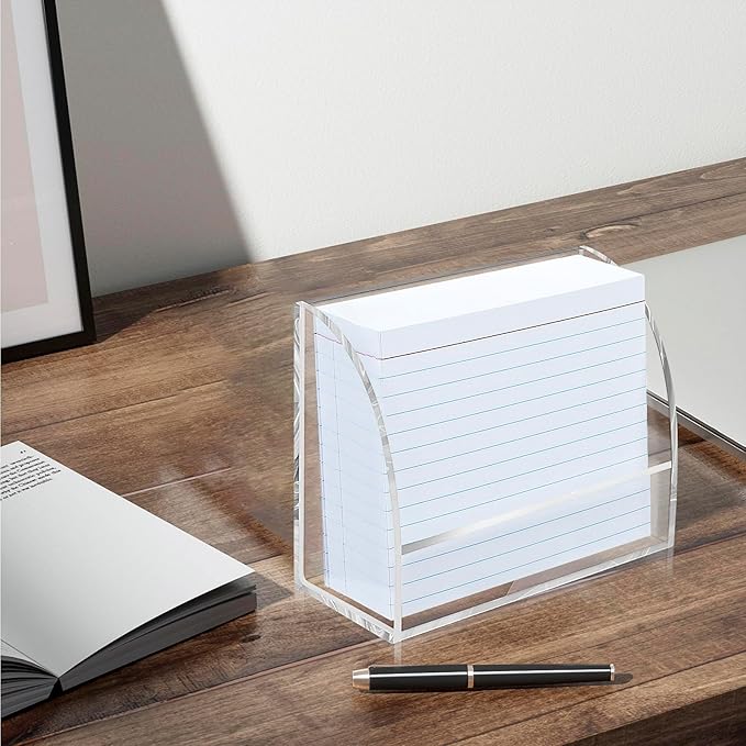 2 PCS Index Card Display Stand 4.7 X 2.4 X 6.3 Acrylic Card Holder for Desk File Note 4x6 Clear Postcard Stand Index Card Rack Acrylic Business Stand for Office Business Classroom(No Card)