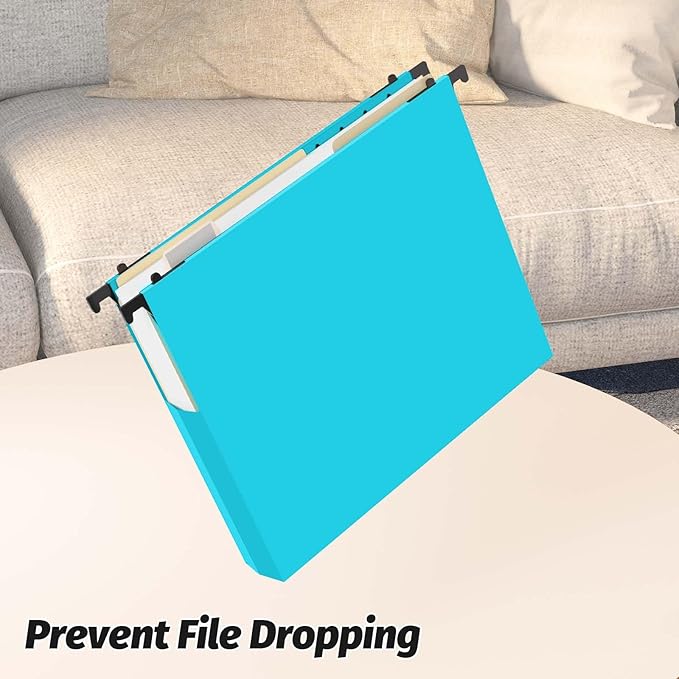 Extra Capacity Plastic Hanging File Folders,12 Pack Reinforced Expanding Hang Folder Letter Size,Accordian Pocket,Heavy Duty 2 Inch Expansion, Hard Hanging Folder Organizer for Office Home,Blue