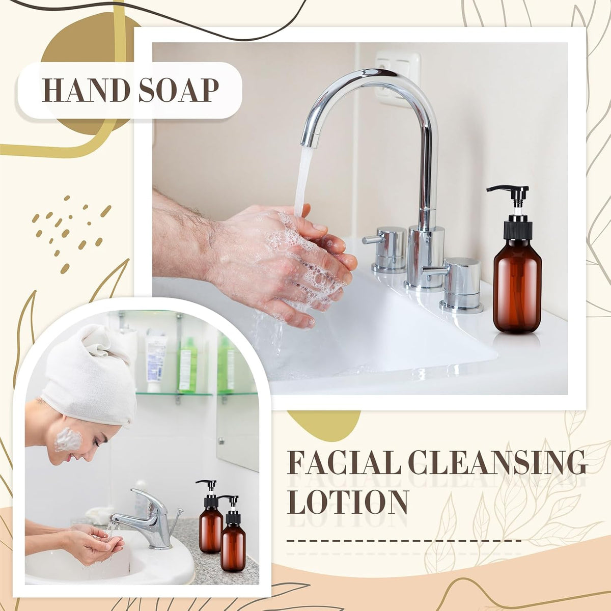 Tessco for you 12 Pack Amber Soap Dispenser Empty Plastic Pump Bottles Dispenser Refillable Shampoo Container for Hand Sanitizer Soap Lotion Body Wash Conditioner Bathroom Kitchen Travel(3.4 Oz)