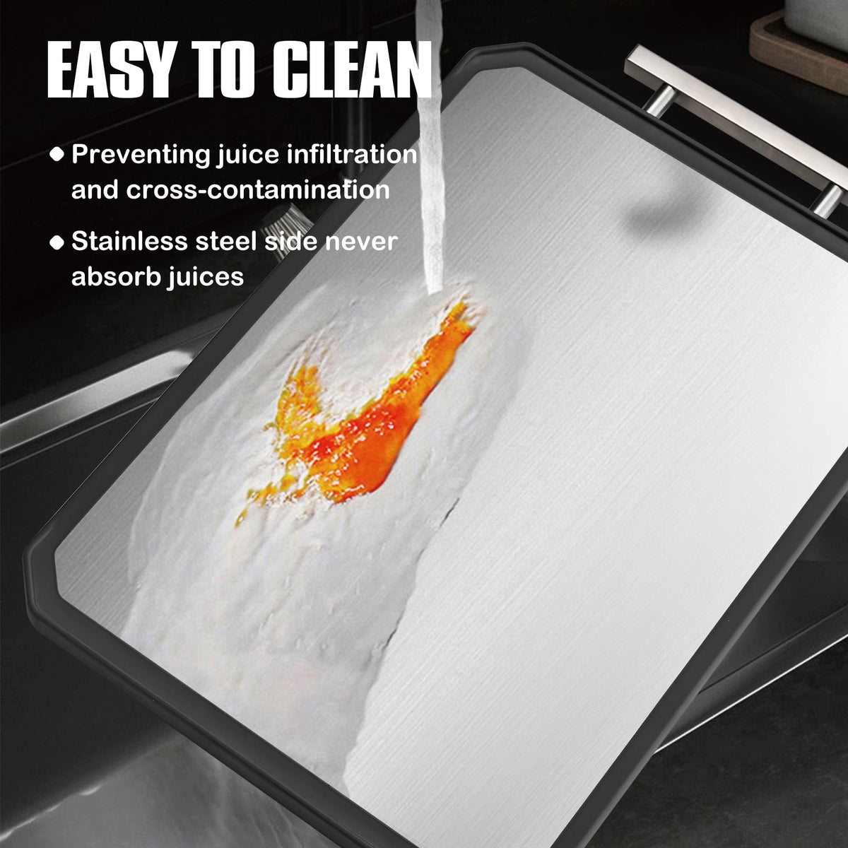 SNOWCLAD Stainless Steel Cutting Board,Double Sided Steel Cutting Board Set for kitchen,Stainless Steel/Wheat straw pp Large for meat,Dishwasher Safe [16 * 11+12 * 8.3 Inch]
