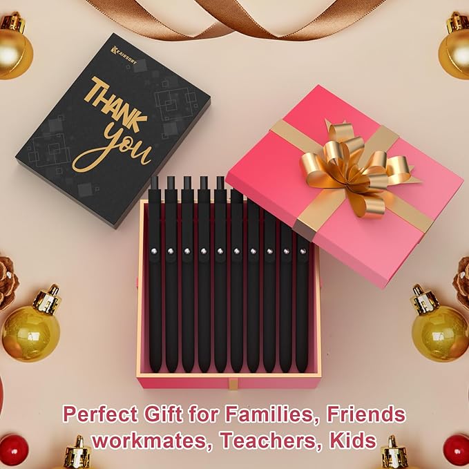 Gel Pens,0.5mm Fine Point Pens Smooth Writing japanese gel pens, High-End Series Black Ink cute gel pens for Journaling Note Taking, Office School Supplies (10 Pcs Black Ink- Black shaft pen)