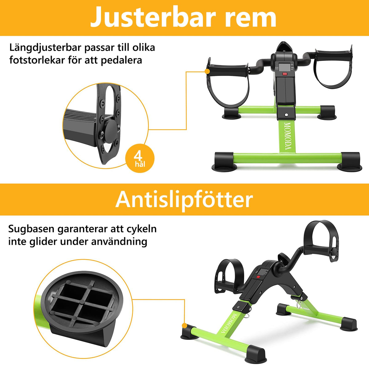 Pedal Exerciser Desk Exercise Bike Leg and Arm Bike with LCD Monitor Foldable (black/green)
