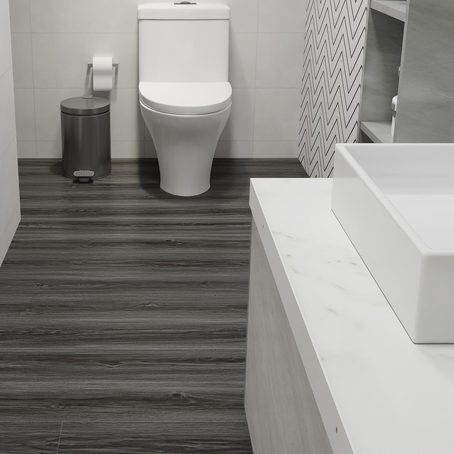 auxua Wood Grain Peel and Stick Floor Tiles – 11.8” Width, Full Roll Length of 590" – Versatile Design for Any Space, Light Color Self Adhesive Vinyl Flooring, Waterproof and Non-Slip Features