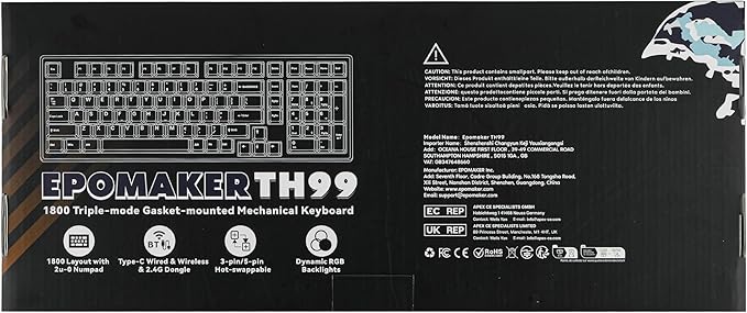 EPOMAKER TH99 Wireless Mechanical Keyboard with Lubed Silent Switch, Quiet Gaming Keyboard, 8000mAh,Creamy Gasket,RGB Backlit,Numpad,PBT Keycap,Hot Swappable,for Gamers/Office (Black)