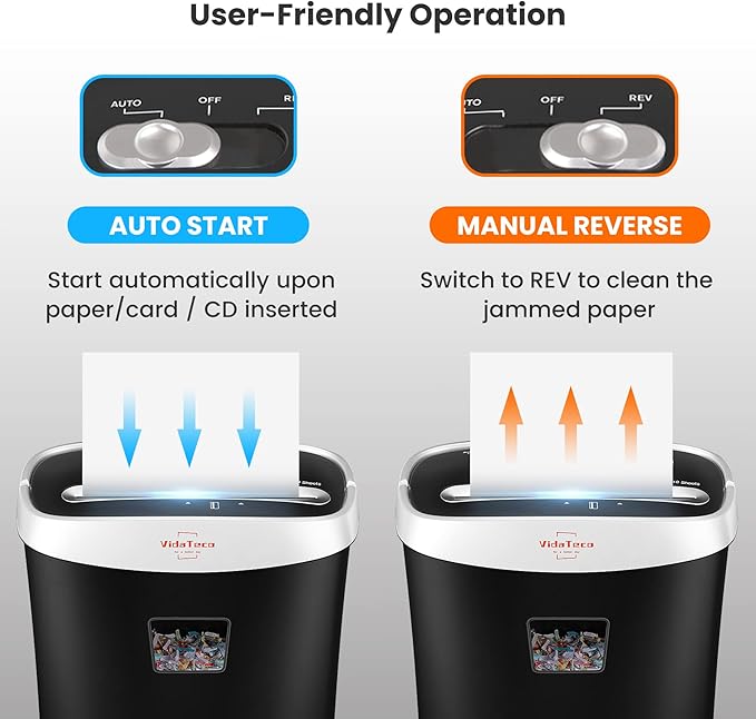 Paper Shredder for Home Office10-Sheet Cross-Cut Shredder with US Patented Cutter,Also Shreds Card/CD/Clip,Paper Shredding Machine for Home Use Heavy Duty with Jam Proof,3.9-Gallon Bin