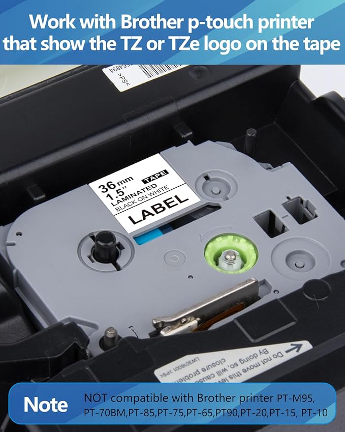 Weemay Compatible 3 Pack TZe-261 Replacement for Brother P-Touch Label Tape 36mm 1.4 Inch Laminated White TZe TZ Tape TZ-261 TZ261 TZe261 for Ptouch PT 3600 530 Printer, 1.4" x 26.2'
