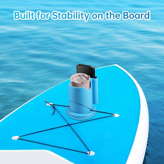Paddle Board Cup Holder, Kayak Cup Holder 2-in-1 Drink & Phone Holder, Paddleboard and Kayak Accessories for SUP, Kayaking, Fishing, Yoga, or Surfing Adventures(Blue,1Pack)