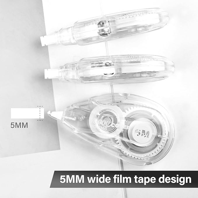 White Correction Tape Dispenser, Easy To Use Applicator for Instant Corrections, For school, Office (12pack, 6M/256, Tape Width 0.2in)