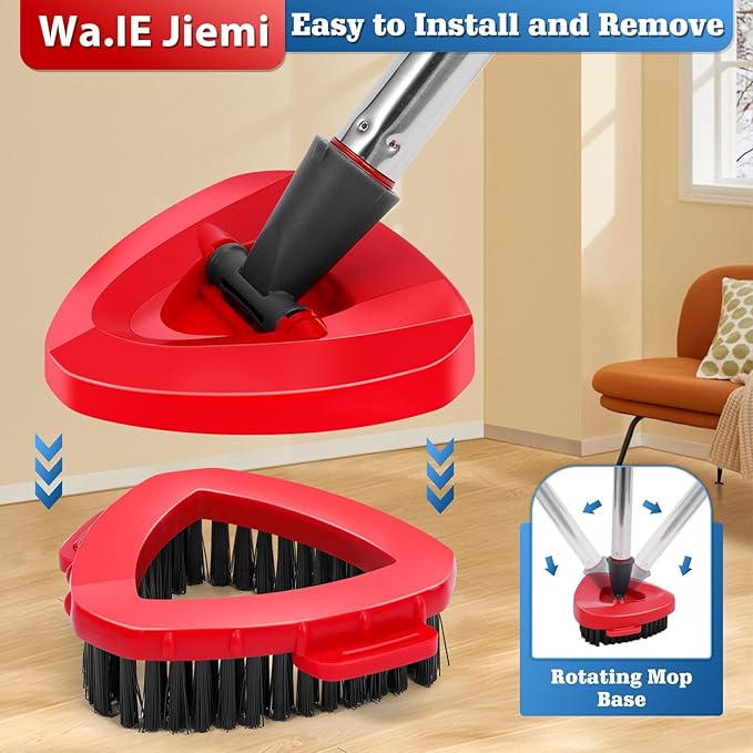 6 Pack Spin Mop Replacements Head Compatible for Oceda RinseClean 2-Tank System,Microfiber Spin Mop Refills Head,2 Mop Scrub Brush + 1 Mop Base + 6 Pack Cleaning Floor Mop Head