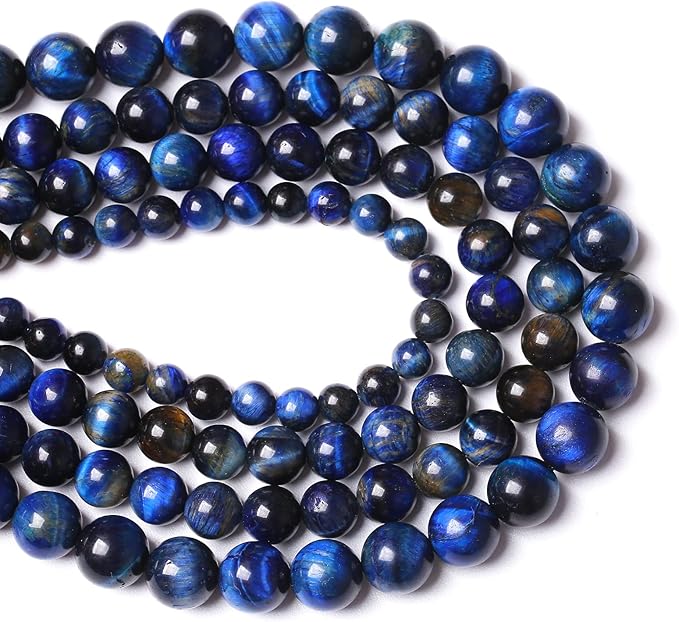 Lapis Lazuli Blue Tiger Eye Beads Natural Stone Round Loose Beads Energy Gemstone Healing Power for Jewelry Making 12mm 32pcs 15"