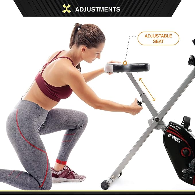 CIRCUIT FITNESS Circuit Fitness Folding Upright Exercise Bike with Adjustable Resistance 250 lb. Max. Capacity AMZ-150BK