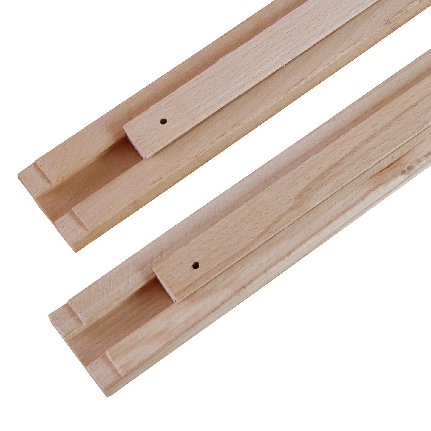 2 PCS Wax Coated 18 Inches Wood Drawer Slide, Classic Traditional Wood Center Guide Track