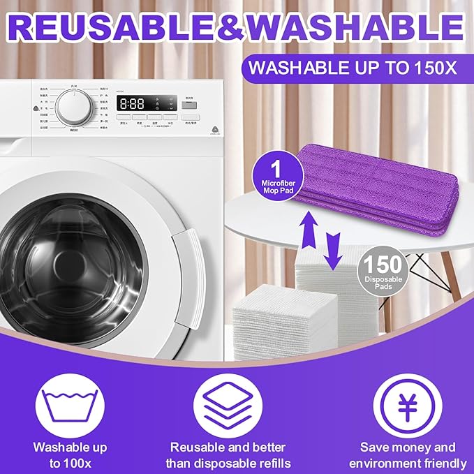 6 Pack Reusable Microfiber Mop Pads Compatible with Swiffer PowerMop, Power Mop Pads Refills for 13 ''-15 '' Spray Mop, Machine Washable Pad Replacement for All Floor Types Cleanin