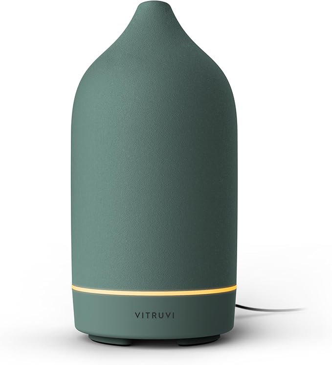 Vitruvi Stone Diffuser, Ceramic Ultrasonic Essential Oil Diffuser for Aromatherapy | Ceramic, Home Decor | Sea, 90ml Capacity