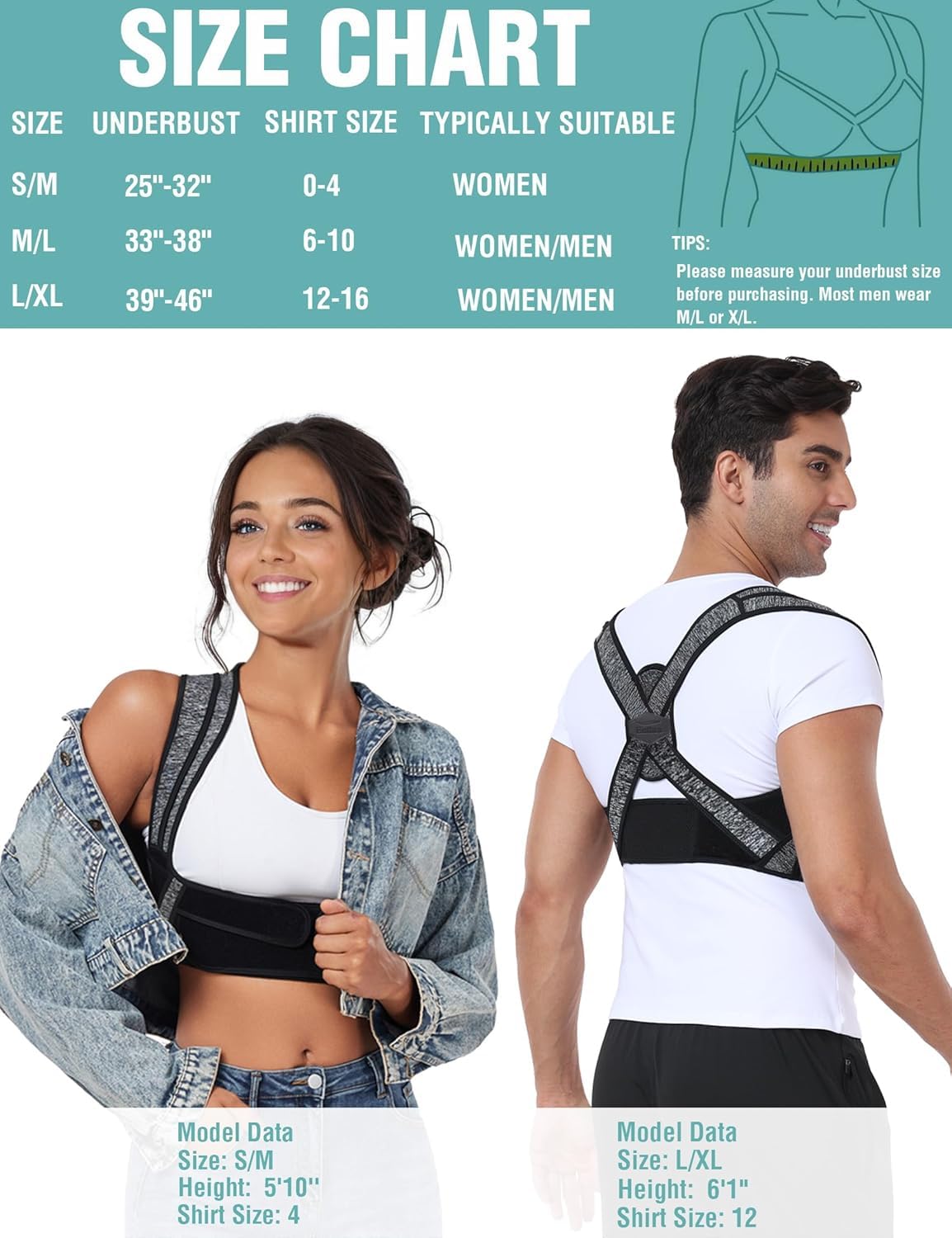 Enthra Posture Corrector for Women Men,BI-Straps Back Straightener - Bamboo Fiber Back Brace Posture Corrector - Instant Upper Back Pain Relief