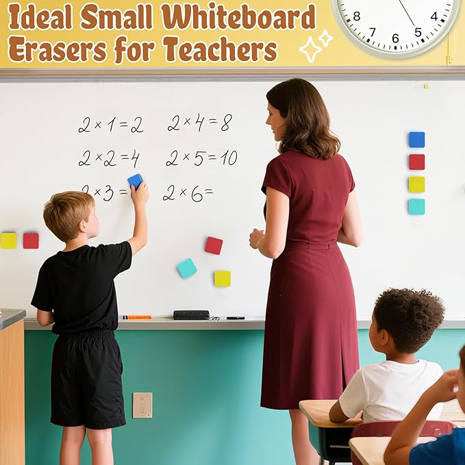 24 pcs Strong Magnetic Whiteboard Erasers - Mini Dry Erase Erasers, Small Chalkboard Cleansers Wiper for Kids and Teachers Classroom Must Haves School Supply Home and Office, Square