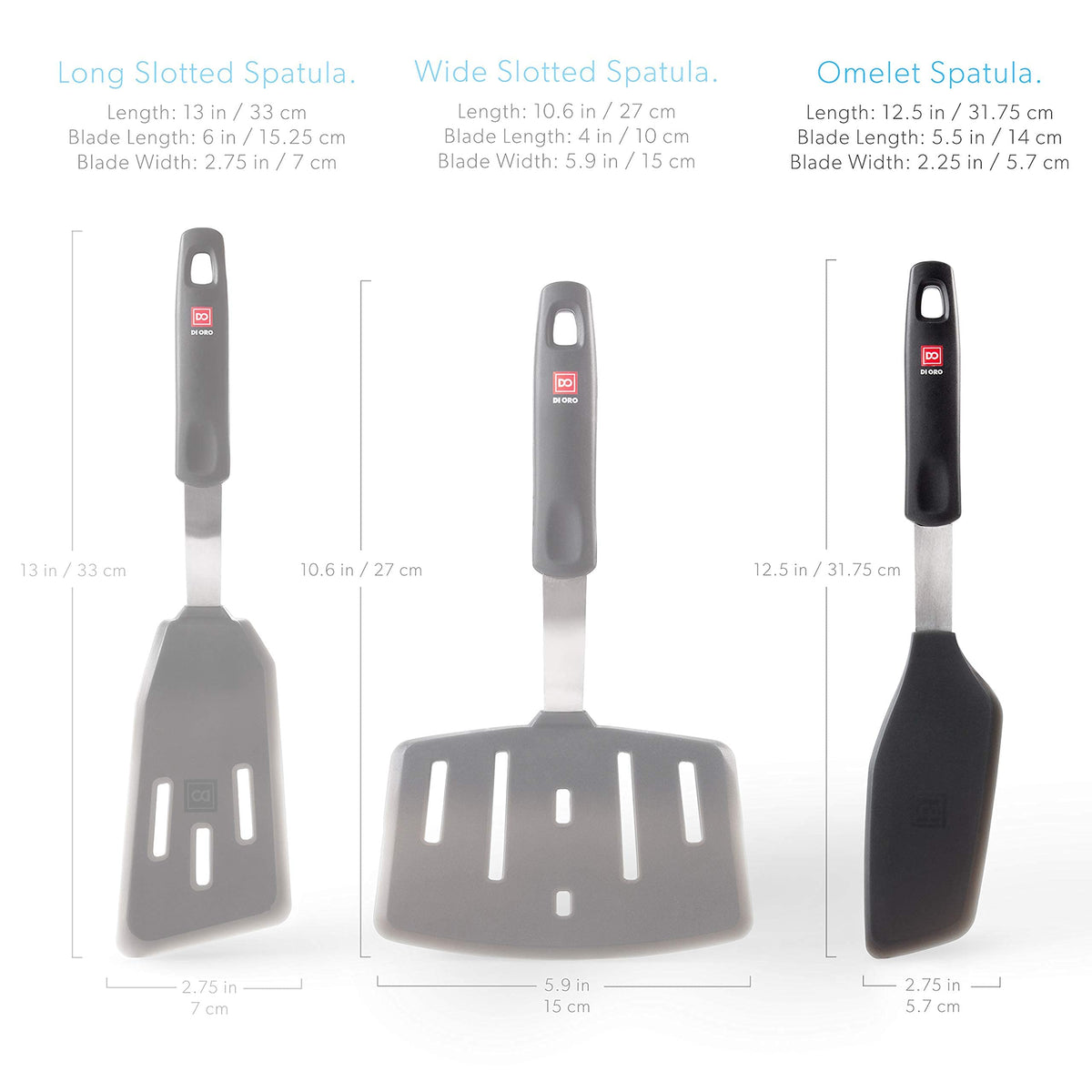 DI ORO Omelette Spatula - Silicone Egg Spatula Turner for Nonstick Cookware - Thin & Flexible BPA Free 600°F Heat-Resistant for Cooking & Baking - Omelet Flipper Dishwasher Safe
