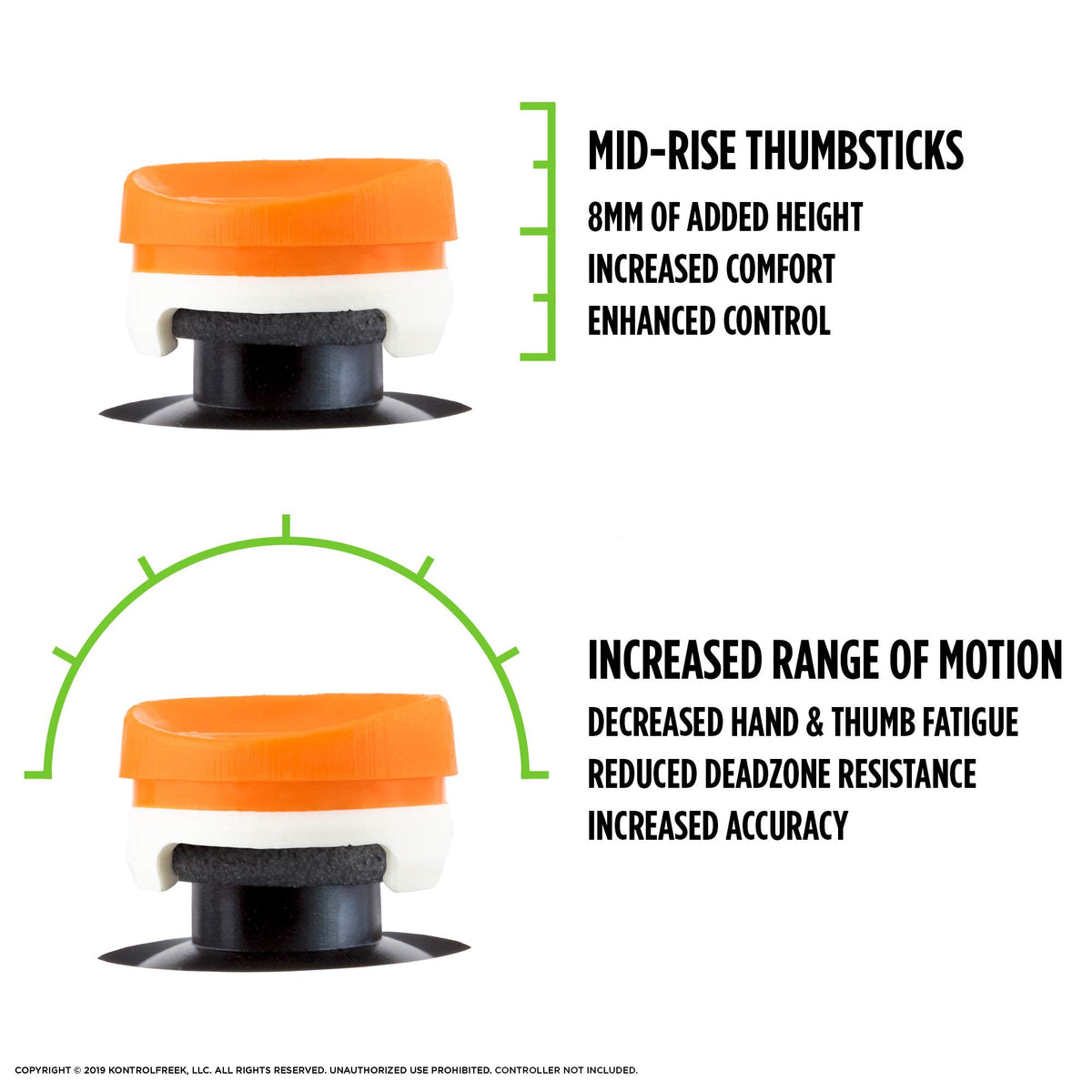 KontrolFreek Rush Performance Thumbsticks for Xbox One and Xbox Series X | Performance Thumbsticks | 2 Mid-Rise, Concave | Orange/White