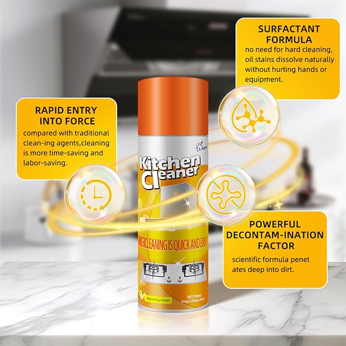 Liapu 3PCS All Purpose Cleaner, Heavy Duty Degreaser Cleaner Spray, Lemongrass Scent Oven Cleaner Clean Up Kitchen Oil Stains Cleaning Tools For Stove Top & Induction Cooktop and Grill
