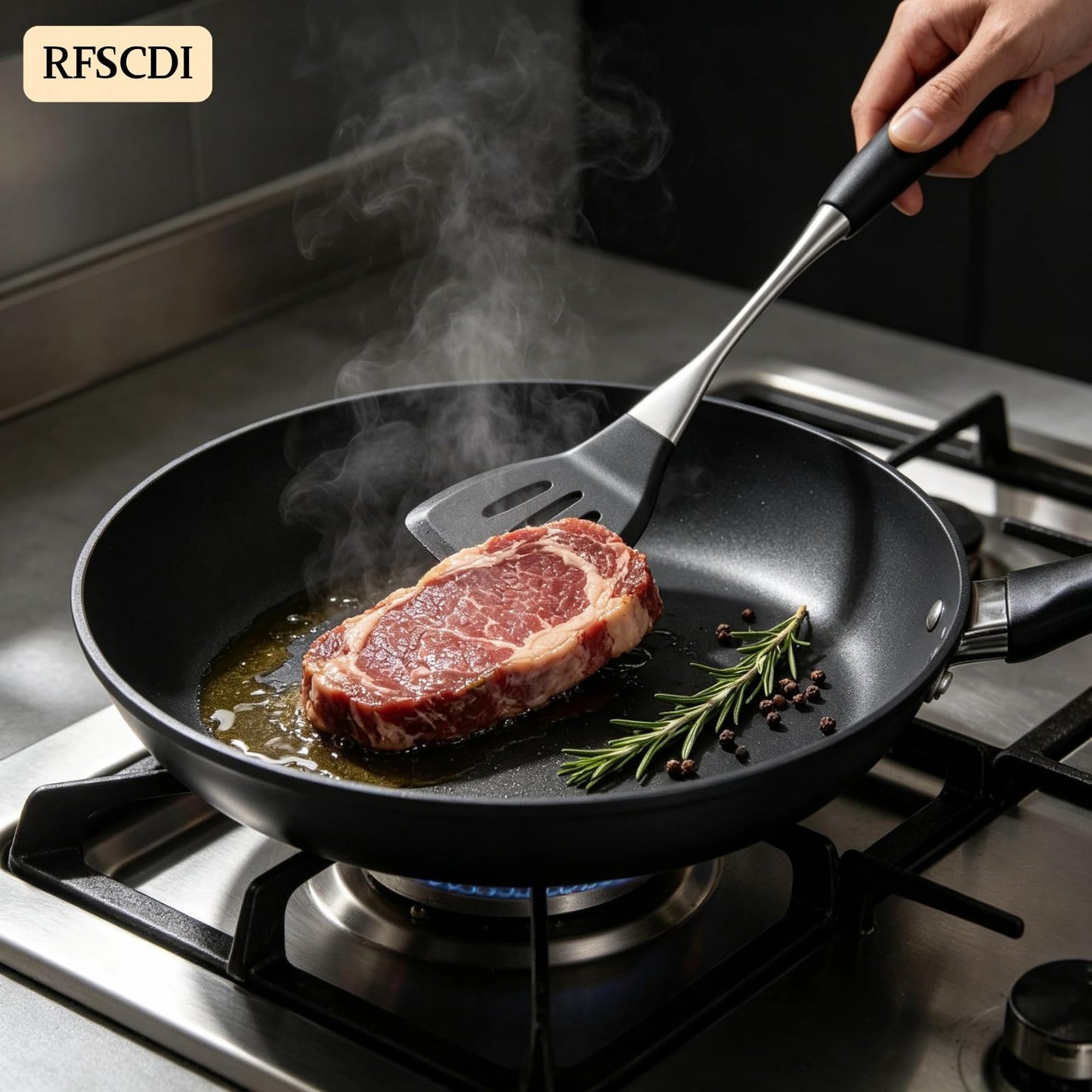 Premium Black Silicone Cooking Utensils Set - Non-Toxic, Heat Resistant& Non-Stick Kitchen Utensils Set with Spatula, Spoon, Whisk, Tongs, BPA Free, Dishwasher Safe, Black