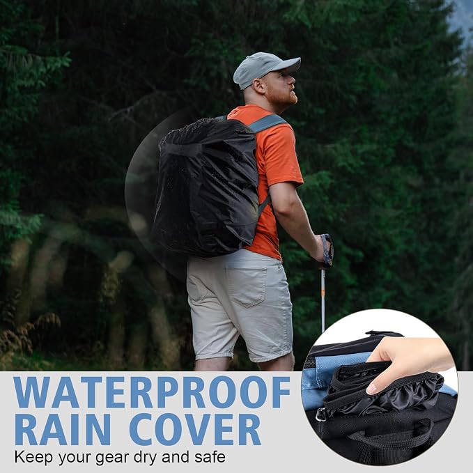 Goture Fishing Backpack,900D Water-Resistant Tackle Backpack with Rod Holders, SBS Zippers,45L Large Fishing Bag Storage Gear Tackle Bag with Rain Cover, Bottle Holder for Travel Camping Hiking