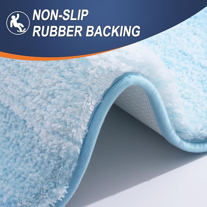 OLANLY Bathroom Rugs Mat 30x20, Extra Soft Absorbent Microfiber Bath Rugs, Rubber Backing, Quick Dry, Machine Washable Bath Mats for Bathroom Floor, Tub and Shower, Home Decor Accessories, Sky Blue