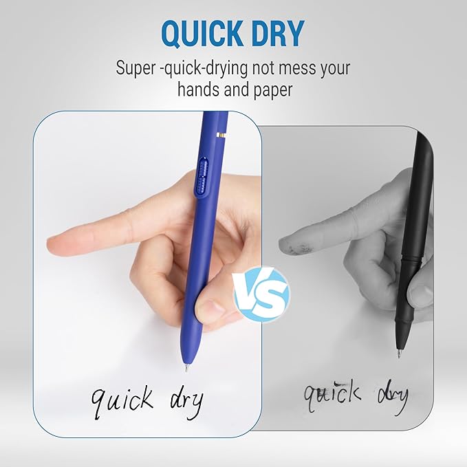 inkipen- 8 Pack Pens, Gel pens Black Ink, Fine Point(0.5mm),Quick-Drying Smooth Writing,School and Office Supplies