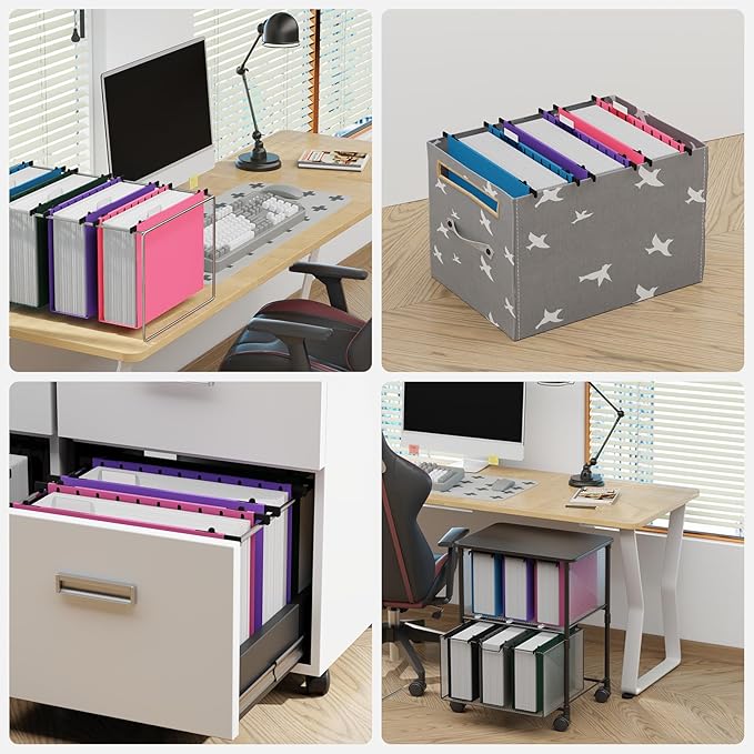 ANSOOK Plastic Hanging File Folders Letter Size, 3 Inch Reinforce Expanding File Folder,12 Pack File Cabinet Folders with Insertable 15 Tabs,Heavy Duty,Accordion File Organizer for Office Home School