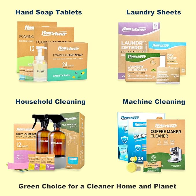 All Purpose Cleaner Concentrate Refills, Multi Surface Clean Refill,No Toxic Cleaning Tablets(12Pack)-Makes 192 fl oz(12x16Fl oz)Bottles of Spray Cleaner for Household&Kitchen Cleaning-Lemon
