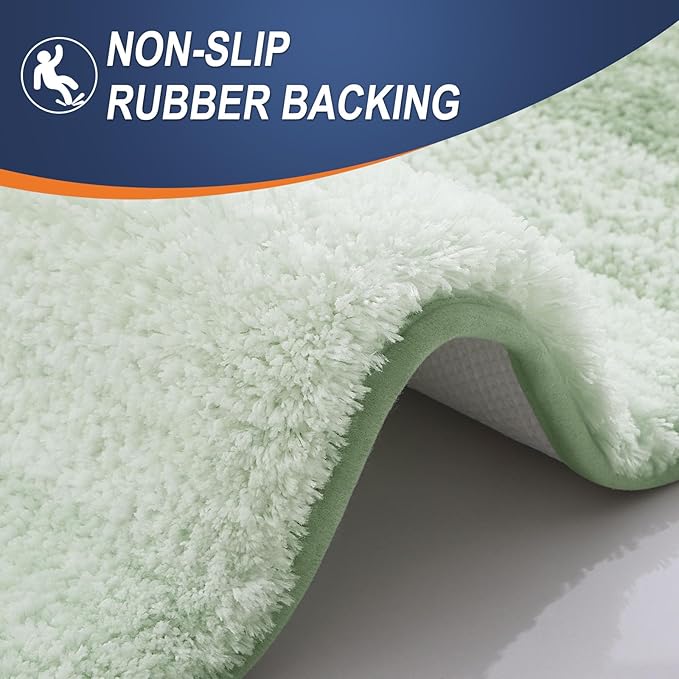 OLANLY Bathroom Runner Rugs 44x24, Extra Soft Absorbent Microfiber Bath Rugs, Rubber Backing, Quick Dry, Washable Bath Mats for Bathroom Floor, Tub and Shower, Home Decor Accessories, Sage Green